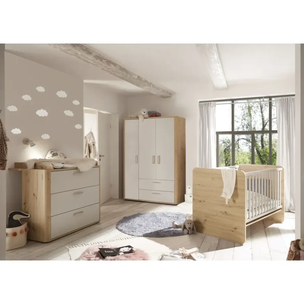 Mäusbacher Babyzimmer-Set Lilly 3tlg. Holzoptik Asteiche