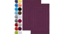 NatureMark 2er Pack Badvorleger | Premium Qualität | 100% Baumwolle | 50 x 80 cm | Duschvorleger Duschmatte Doppelpack | Farbe: Lila