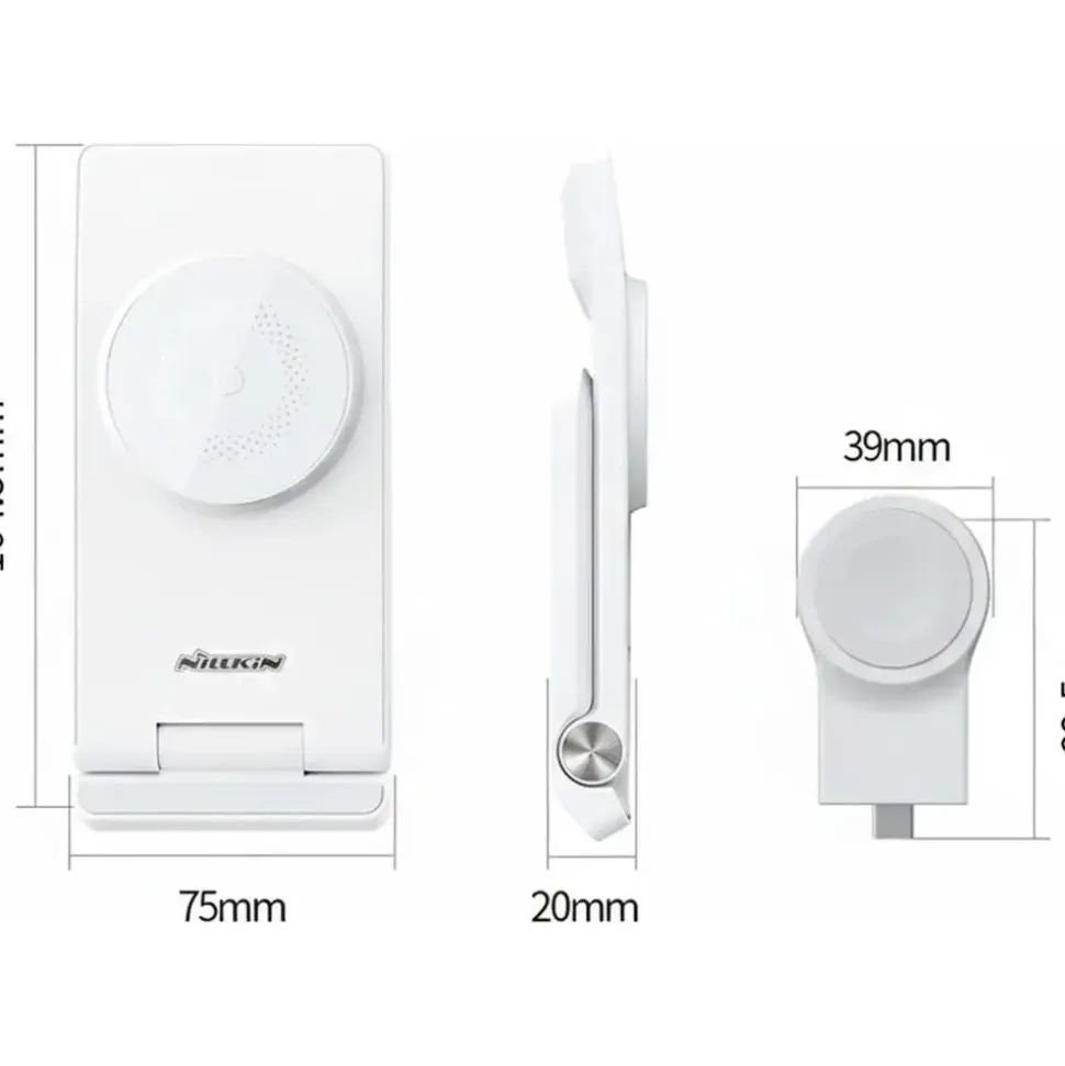 Nillkin 3in1 MagSafe Ladegerät Smartphone Watch TWS, weiß - Weiß