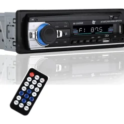NK Auto Autoradio - 1 DIN - 4x40W - Bluetooth 4.0 , AUX Funktion, MP3 Player und x2 USB, FM Stereo Sound, Freisprecheinrichtung, Fernbedienung, LCD Display, iOS & Android (eMark)