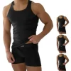 Normani 4 Stück Herren-Unterhemd Feinripp Schwarz in Schwarz | Gr.: 3XL