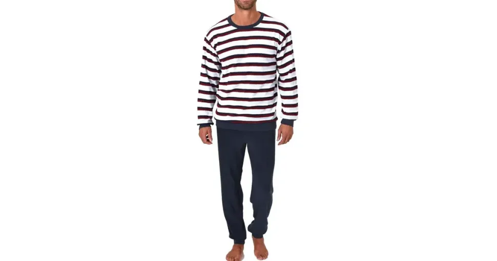 normann Frottee Pyjama Schlafanzug Streifen Rot 52