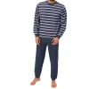 normann Frottee Pyjama Schlafanzug lang Blau 56
