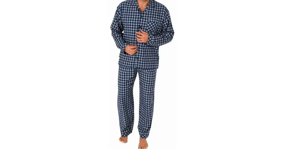 normann Pyjama Flanell blau 52