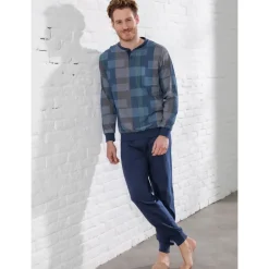 normann Schlafanzug Langarm Blau 56/58