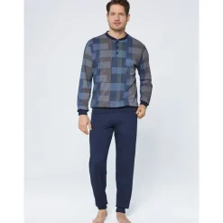 normann Schlafanzug Langarm Blau 56/58