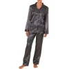 normann-wäschefabrik Langer Satin Pyjama Anthrazit 40/42