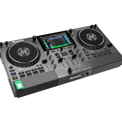 Numark Mixstream Pro Go Tragbarer DJ-Controller mit Akku, Mixer mit Stem-Trennung, Lautsprecher, WLAN-Streaming, Touchscreen, kompatibel mit Serato DJ