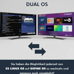 Octagon SF8008 V3 UHD E2 Linux PVR Twin Sat Receiver, 2X DVB-S2X Tuner, & Define OS, mit Aufnahmefunktion, M.2 M Key, Gigabit LAN, Kartenleser, Sat to IP, Multistream, WiFi WLAN