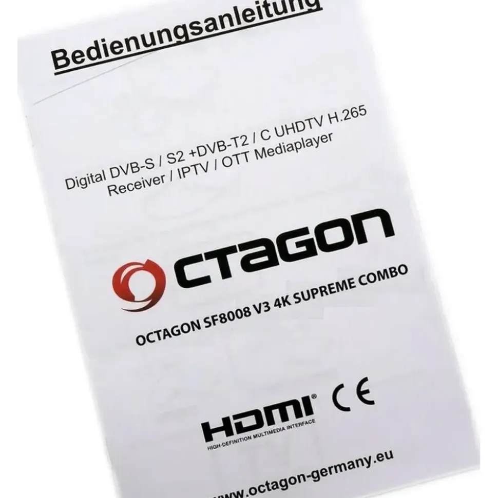 Octagon SF8008 V3 UHD 4K COMBO Supreme E2 DVB-S2X & DVB-C/T2 Linux & Define OS, M.2 Dual-WiFi) - Schwarz