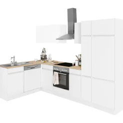 OPTIFIT Winkelküche L-Form 300 cm weiß