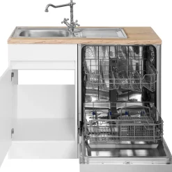 OPTIFIT Winkelküche L-Form 300 cm weiß