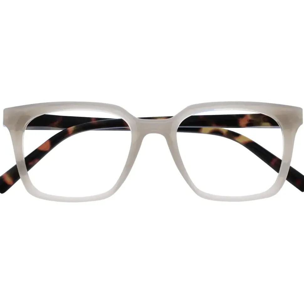 OPULIZE KOI Lesebrille - Große Rechteckige Brillenfassung - Grau - Sehhilfe für Damen, Herren - Federscharniere - R50-7 - +2.00