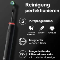 Oral-B Pro 3 3000 CrossAction schwarz + Aufsteckbürste