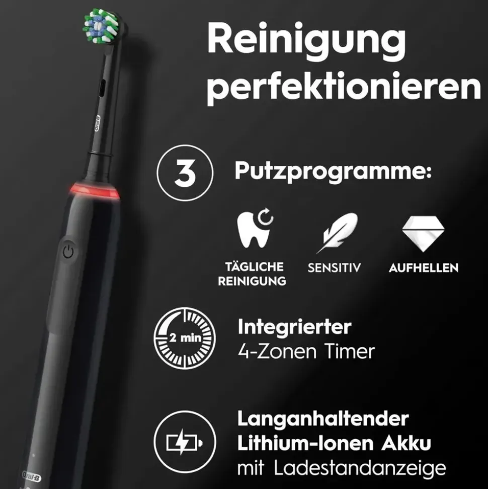 Oral-B Pro 3 3000 CrossAction schwarz + Aufsteckbürste