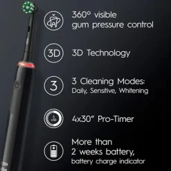 Oral-B Pro 3 3000 CrossAction schwarz + Aufsteckbürste