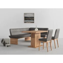 OTTO home Eckbankgruppe Beluna + Cross Essecke Sitzgruppe Eckbank Küchenbank, (Set, 4-tlg., Eckbank, 2 Stühle und Tisch), Sitzgruppe Esszimmer Stühle Tisch und Bank bequem gepolstert grau
