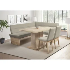 OTTO home Eckbankgruppe Beluna + Cross Essecke Sitzgruppe Eckbank Küchenbank, (Set, 4-tlg., Eckbank, 2 Stühle und Tisch), Sitzgruppe Esszimmer Stühle Tisch und Bank bequem gepolstert braun