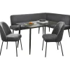 OTTO home Eckbankgruppe Melvin (Set, 4-tlg. Tisch, Bank und 2 Stühle), Taschenfederkern, Tisch (120x75cm) schwarz, Bank und Stühle anthrazit oder beige grau|schwarz