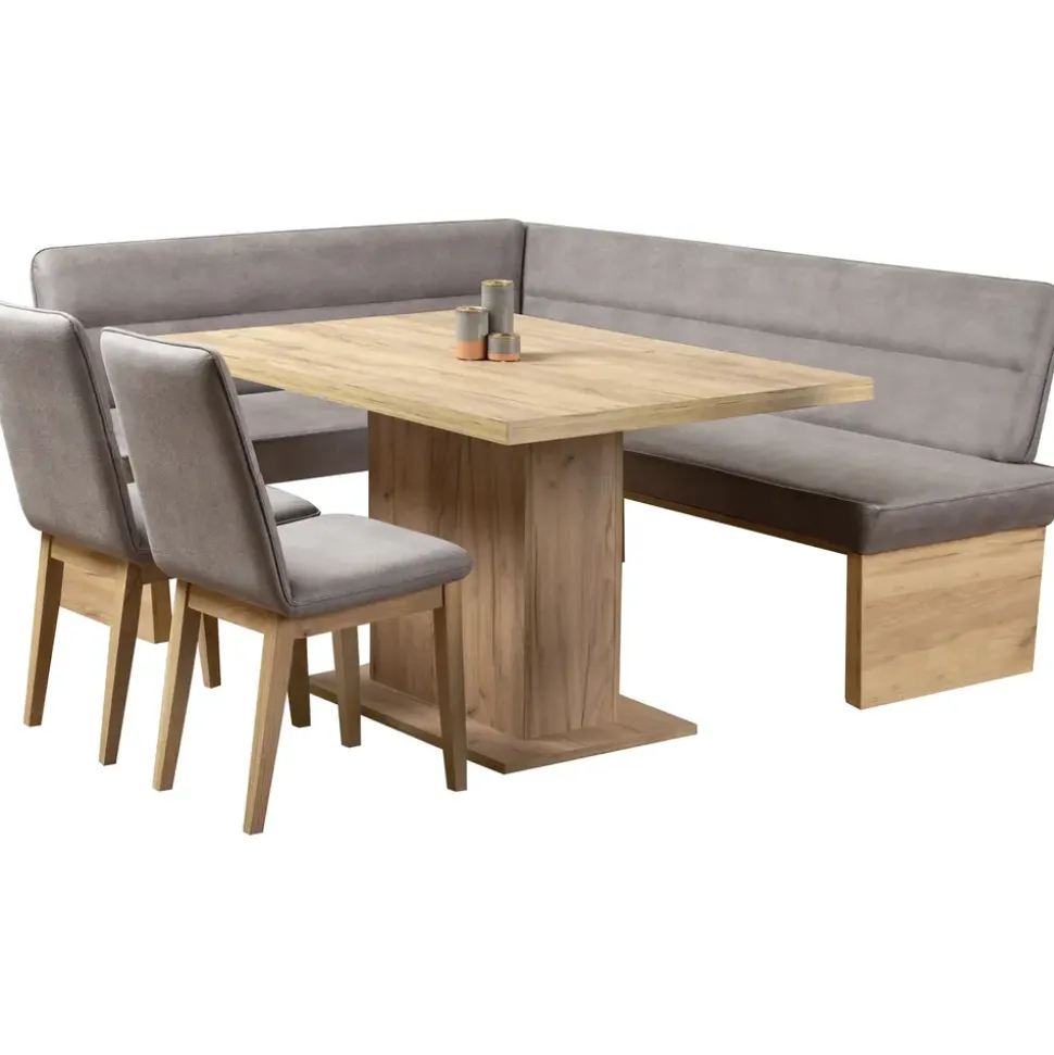 OTTO home Eckbankgruppe OTTO HOME "Beluna + Cross Essecke Sitzgruppe Eckbank Küchenbank", grau, B:210cm H:89cm T:169cm, Sitzmöbel-Sets, Eckbankgruppe, Sitzgruppe Esszimmer Stühle Tisch und Bank bequem gepolstert