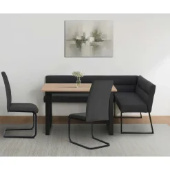 OTTO home Eckbankgruppe OTTO HOME "Barcell/Ivanna/Calgoty", anthrazit, eiche farb., anthrazit, schwarz, B:120cm H:76cm T:80cm, MDF, Metall, Stoff, Sitzmöbel-Sets, Eckbankgruppe, Sitzgruppe, Eckbank und Stühle bequem gepolstert, Tisch 120x80 cm