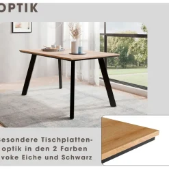 OTTO home Essgruppe Genf Tischgruppe, Esstisch plus 4 Stühle, (Set, 5-tlg., Otto's DAUERTIEFPREIS), Esstisch 138 cm, 4 Esszimmerstühle, moderne Tischplatte in Evoke eiche beige