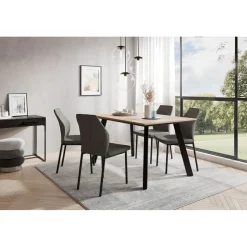 OTTO home Essgruppe Genf Tischgruppe, Esstisch plus 4 Stühle, (Set, 5-tlg., Otto's DAUERTIEFPREIS), Esstisch 138 cm, 4 Esszimmerstühle, moderne Tischplatte in Evoke eiche beige