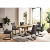 OTTO home Essgruppe OTTO HOME "Altona", Esstisch ausziehbar plus 6 Stühle", eiche, anthrazit, anthrazit, schwarz, Microfaser, Synchron-Auszug, Sitzmöbel-Sets, Essgruppe, Säulentisch 140-180x90 cm, Stuhl mit Federkorb, 140 kg belastbar, Topseller