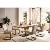 OTTO home Essgruppe OTTO HOME "Altona", Esstisch ausziehbar plus 6 Stühle, TOPSELLER", eiche, beige, beige, schwarz, Microfaser, Synchron-Auszug, Sitzmöbel-Sets, Essgruppe, Säulentisch 140-180x90 cm, Stuhl mit Federkorb, 140 kg belastbar,