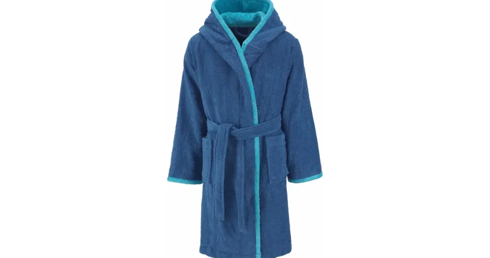 OTTO home Kinderbademantel OTTO HOME "Timo" Gr. 140, blau, L:91cm, Walkfrottee, Hausmäntel, Bademantel für Mädchen & Jungen aus 100% Baumwolle, mit Kapuze