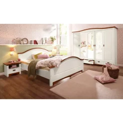 OTTO home Schlafzimmer-Set HOME AFFAIRE "Konrad" Schlafzimmermöbel-Sets weiß (weiß, kirschbaumfarben) Komplett-Schlafzimmer Komplettschlafzimmer Schlafzimmer Schlafzimmermöbel-Sets mit 5-trg. Kleiderschrank, Bett 180200 cm und 2 Nachttischen