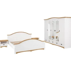 OTTO home Schlafzimmer-Set Konrad', komplettes Schlafzimmer mit großem Schrank, (Set, 4-tlg., Kleiderschrank 5 türig mit Schubladen, 2 Nachttische, Bett 180x200cm), mit 5-trg. Kleiderschrank, Bett 180/200 cm und 2 Nachttischen weiß