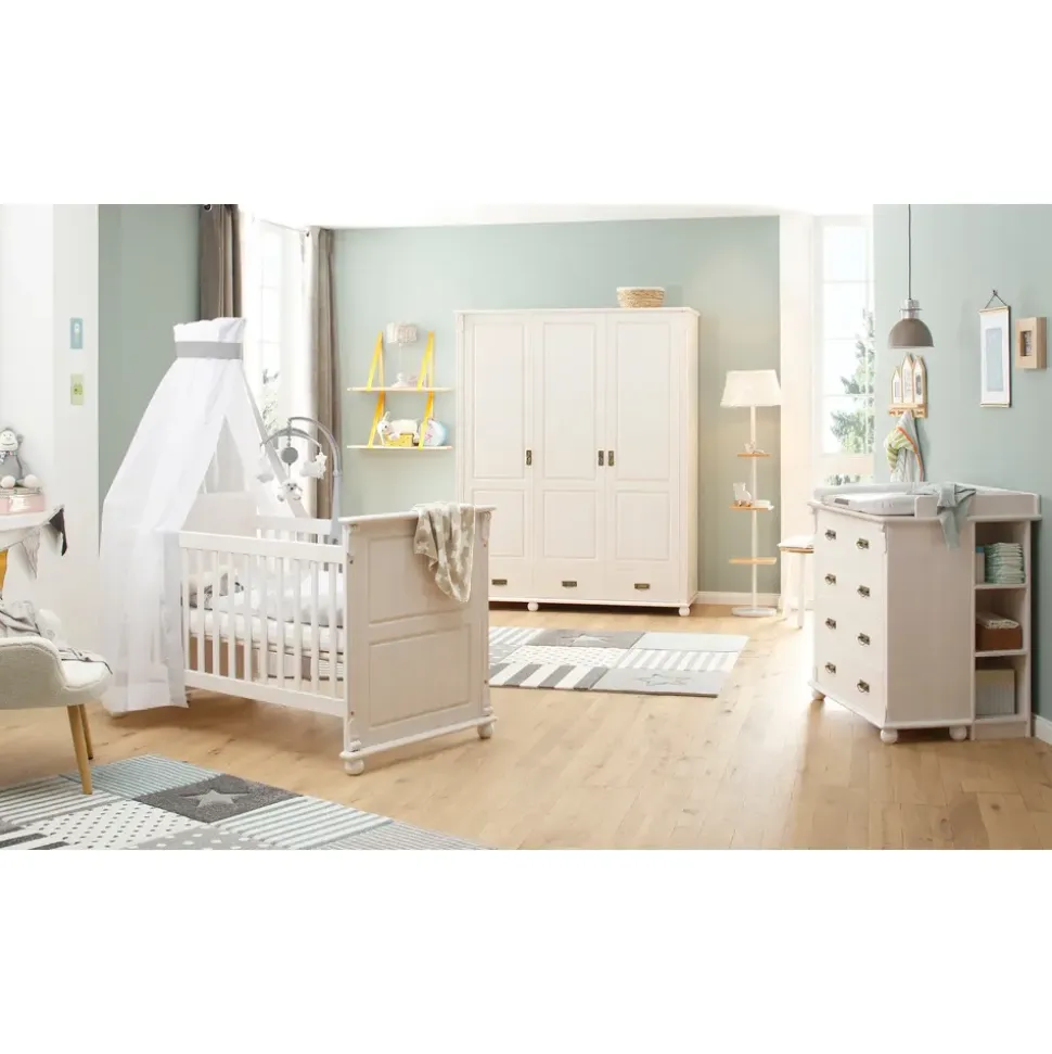 OTTO home Wickelkommode "Aimo", Kommode, Landhausstil, mit edlen Messinggriffen und Details, aus Massivholz (Kiefer); FSC®-Holz weiß