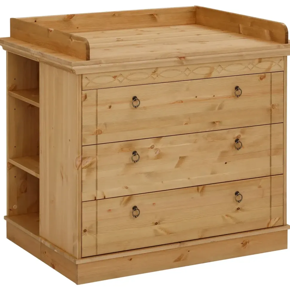OTTO home Wickelkommode OTTO HOME "Indra, Landhausstil, viel Stauraum", beige (natur, natur), B:100cm H:85cm T:76cm, Massivholz, Wickelkommoden, Wickelkommode, FSC zertifiziertes Massivholz, inklusive Unterbauregal und Aufsatz