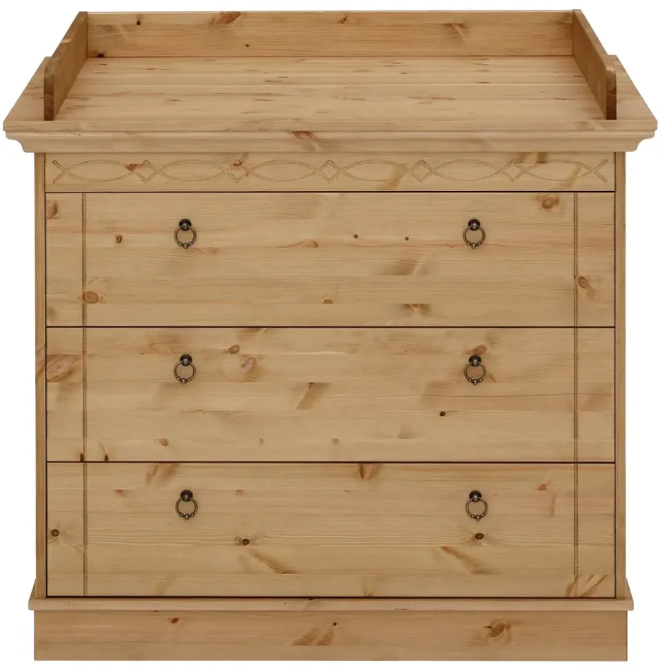 OTTO home Wickelkommode OTTO HOME "Indra, Landhausstil, viel Stauraum", beige (natur, natur), B:100cm H:85cm T:76cm, Massivholz, Wickelkommoden, Wickelkommode, FSC zertifiziertes Massivholz, inklusive Unterbauregal und Aufsatz
