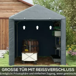 Outsunny Garagenzelt 1,6 x 2,18 x 1,72 m Lagerzelt mit UV-Schutz, Reißverschlusstür