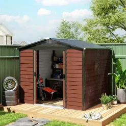 Outsunny Gerätehaus 4,4 m2 2,40 x 2,06 m Teak