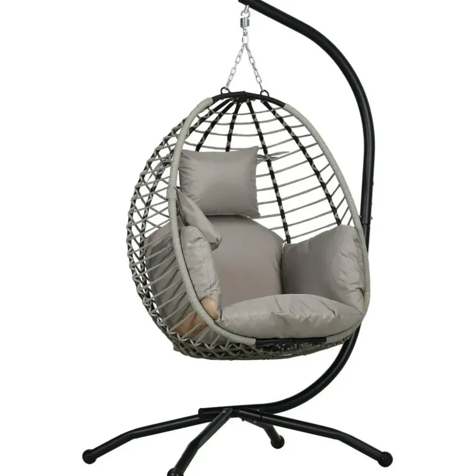 Outsunny Hängesessel oval Grau 1-Sitzer mit Gestell