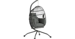 Outsunny Hängesessel oval Schwarz 1-Sitzer mit Gestell