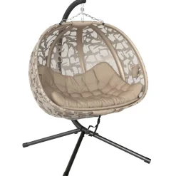 Outsunny Hängesessel rund Sand 2-Sitzer mit Gestell