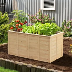 Outsunny Hochbeet Holz 152 x 77 x 77 cm Natur