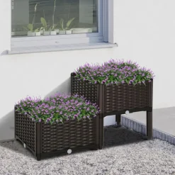 Outsunny Hochbeet in Rattan-Optik