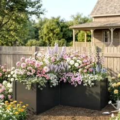 Outsunny Hochbeet L-förmig 150 x 150 x 55 cm Schwarz
