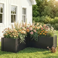 Outsunny Hochbeet L-förmig 150 x 150 x 55 cm Schwarz