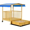 Outsunny Holzsandkasten mit Spielhaus und Dach beige