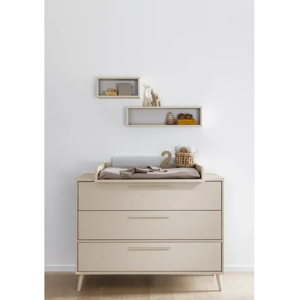 Paidi Wickelkommode EEFJE in Beige, 3 Schubladen mit Soft-Close, verschiedene Ausführungen, langlebige Kommode, geprüfte Sicherheit, Wickeltisch aus Holz beige|braun 124 cm x 93 cm x 57 cm