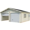 Palmako Roger Doppel mit Sektionaltoren 5,75 x 5,10 m natur ohne Dachpappe