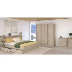 Parisot Schlafzimmer 4-teilig "Escale 21 140x200 Japanische-Eiche
