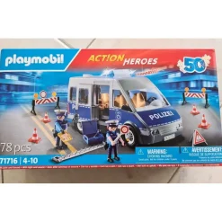 Playmobil Action Heroes Polizeibus mit Straßensperre 71716
