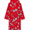 Playshoes Unisex Kinder Fleece-Bademantel Morgenmantel, rot Fußball, 158/164